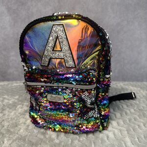 Justice Rainbow Sequin Girls Pocketbook Mini Backpack Letter A